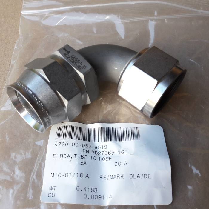 Elbow, Tube to hose MS27065-16C